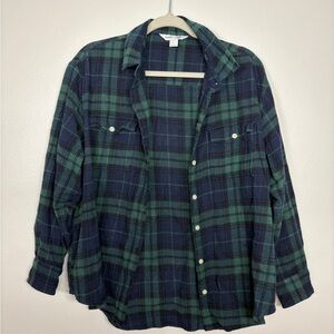 Old Navy Women's Green and Blue Plaid Shirt